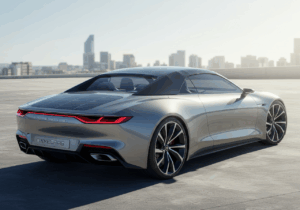 New Porsche concept car rendering featuring a convertible design with modern materials and soft top upgrades.