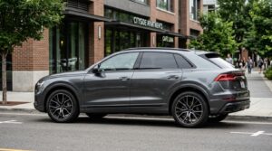 Modern SUV professional compliant window tinting dark rear and lighter front windows