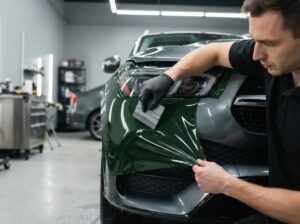 Coloured PPF bumper installation