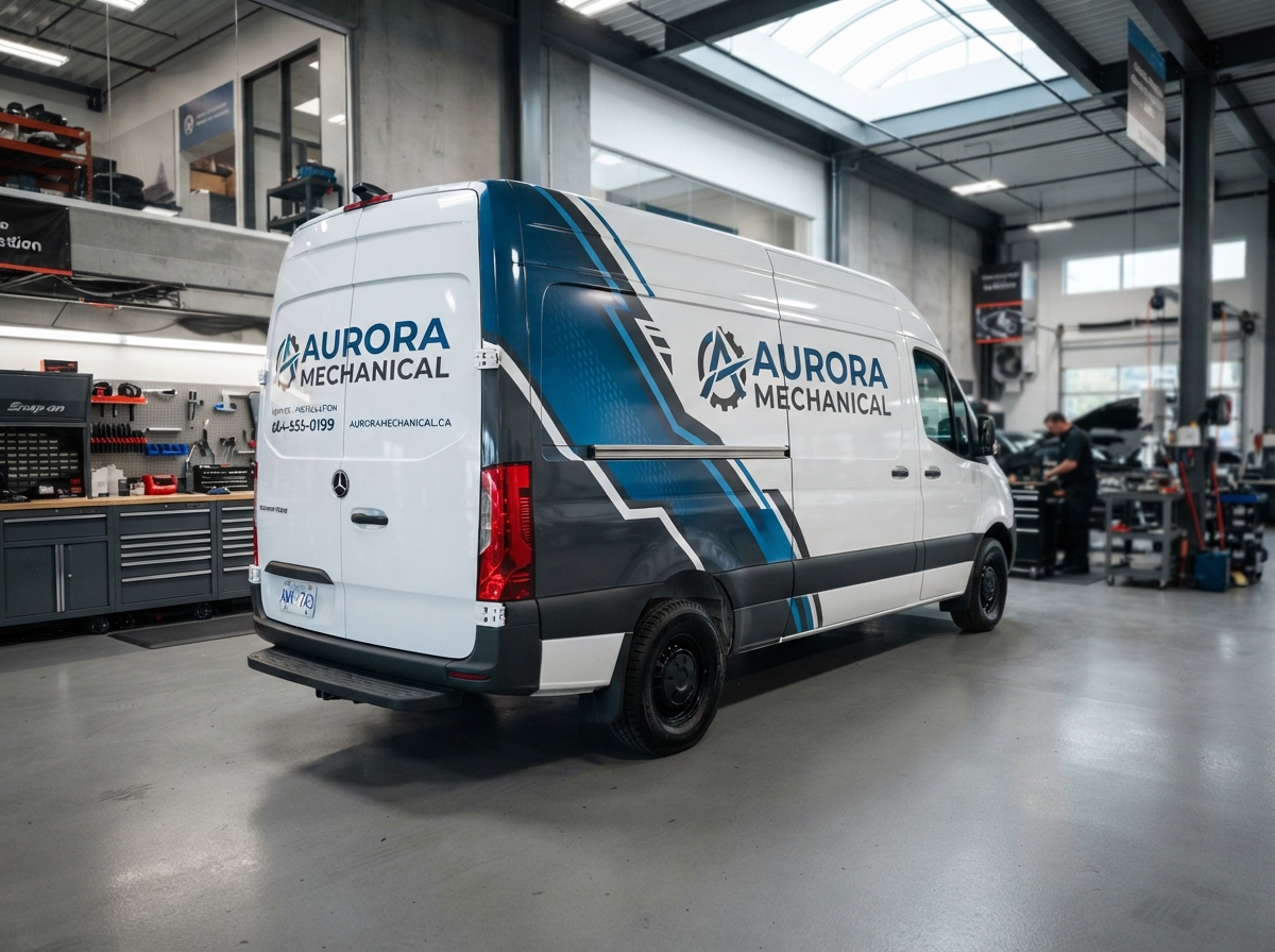 Fleet vehicle wrap on service van